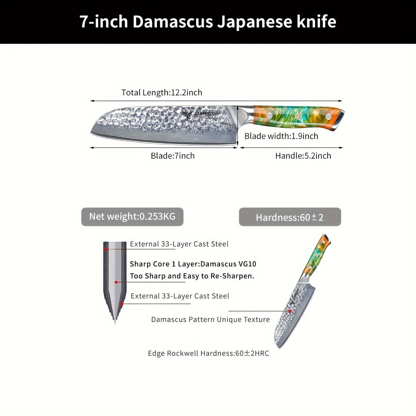 Couteau Santoku – Série YAO Lame Du Chef
