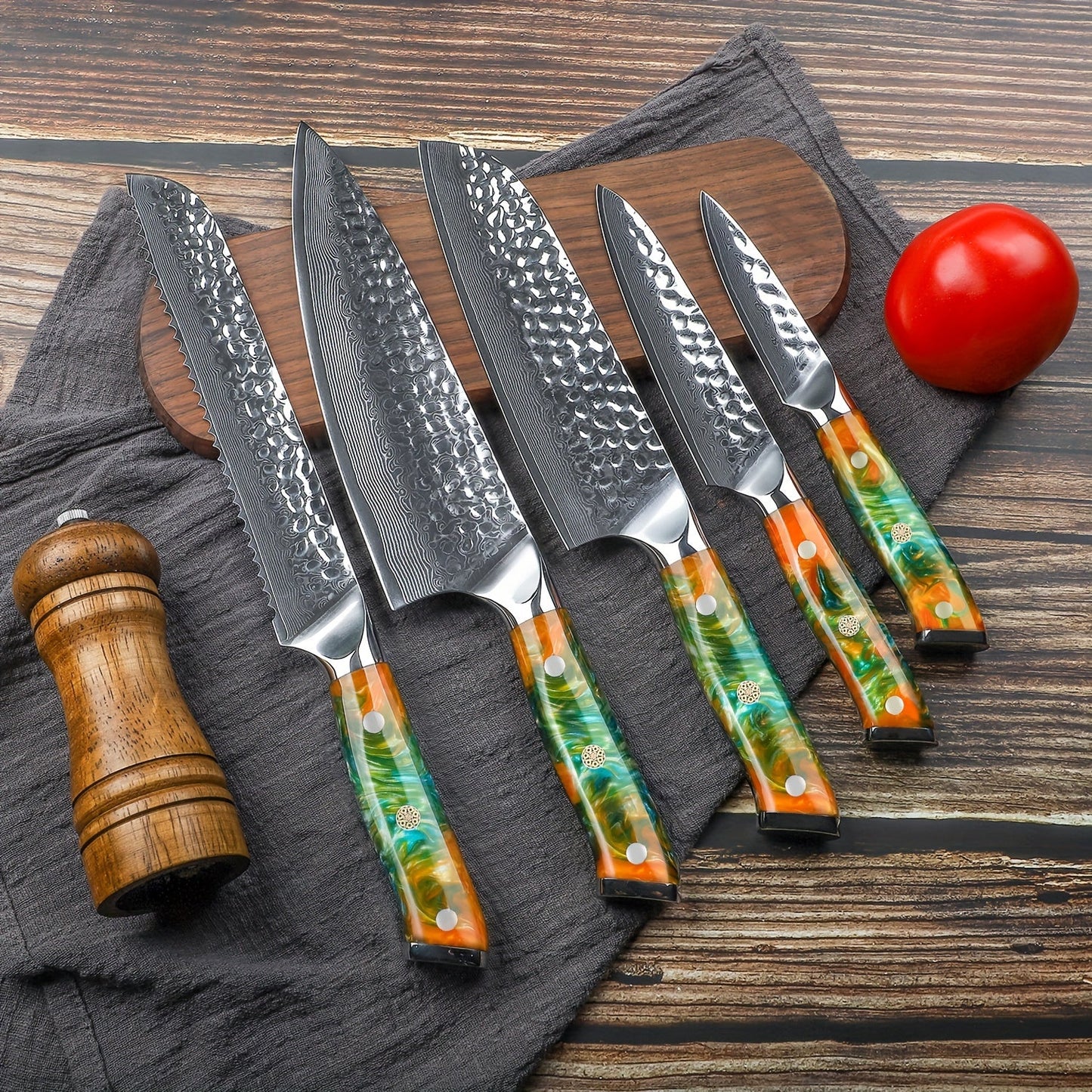 Set de Couteaux en Acier Damas - Série Yao Sanmuzuo