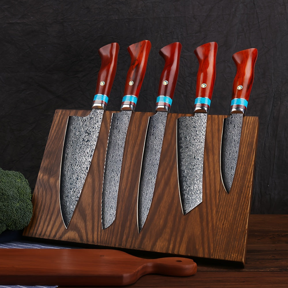 Couteau de Chef Professionnel – Lame en Acier Damas, Poignée en Bois de Santal Lame Du Chef