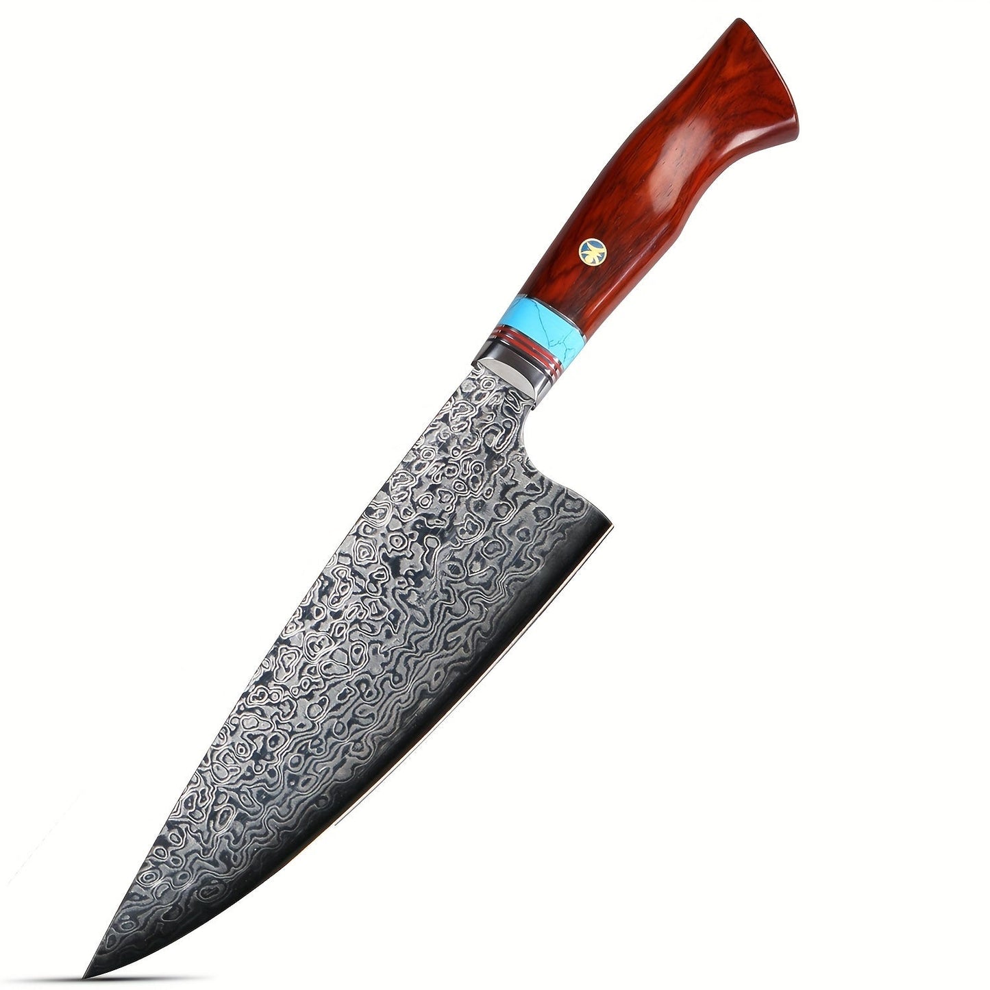 Couteau de Chef Professionnel – Lame en Acier Damas, Poignée en Bois de Santal Lame Du Chef